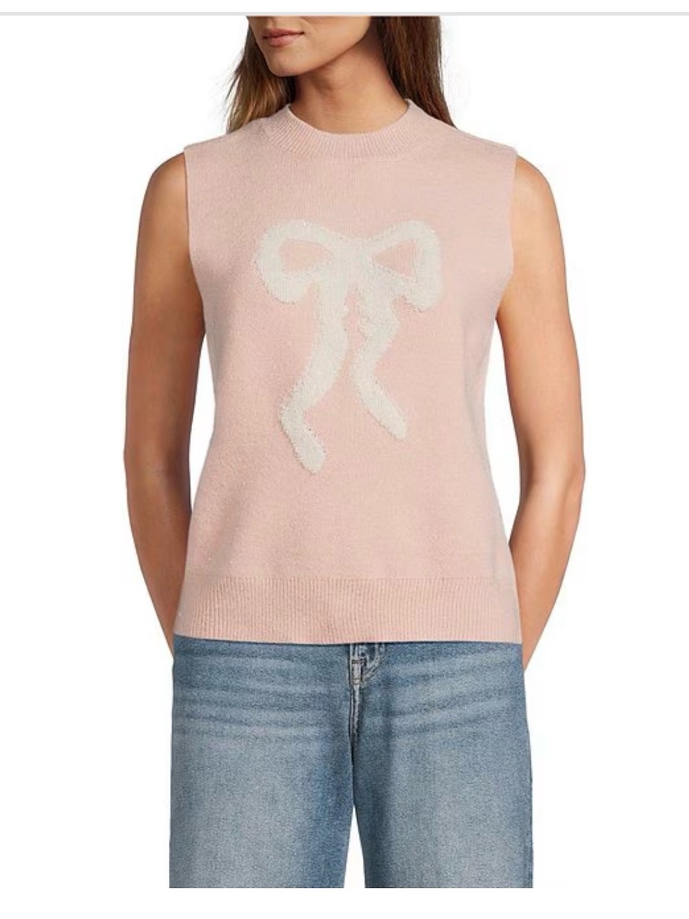 NWT Pink Knit Bow Poncho Sleeveless Sweater Top Feminine Coquette Size S/M